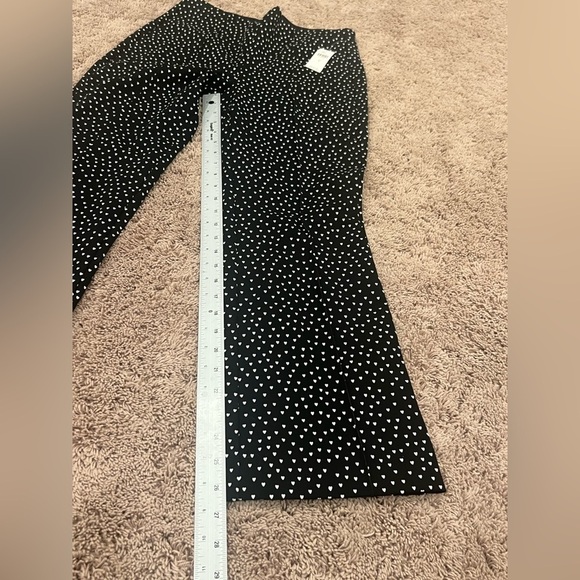NWT new small Anthropologie Maeve Margot flare cropped pants black white hearts - Picture 16 of 17
